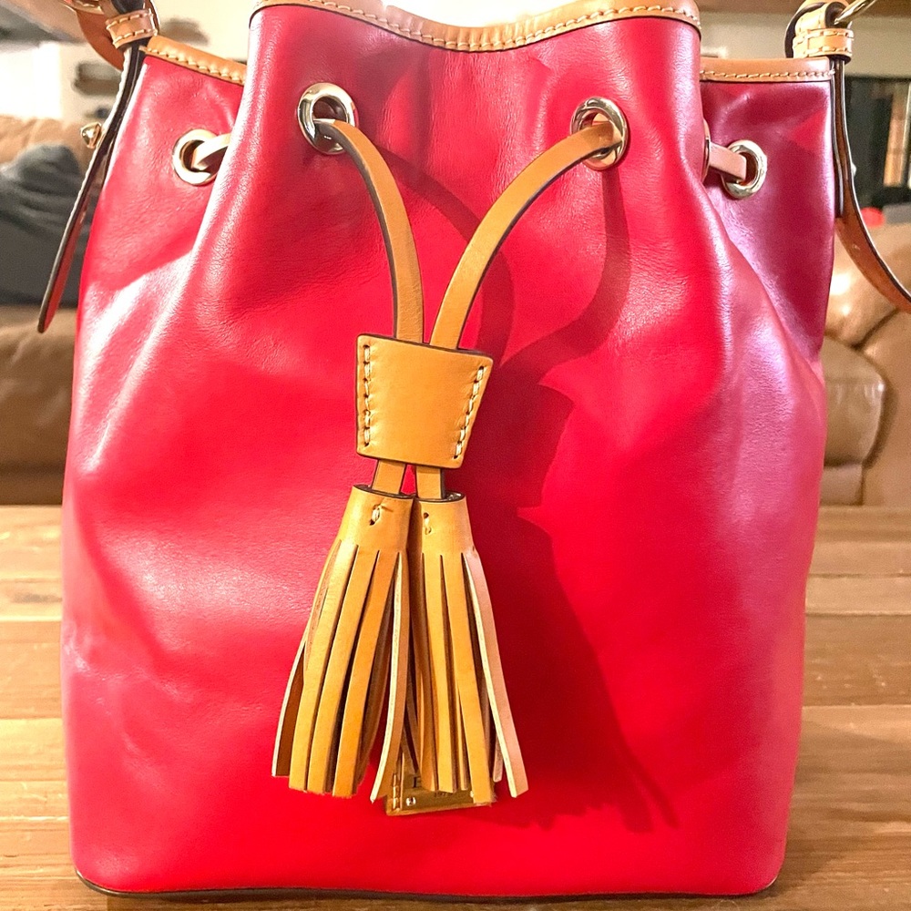Dooney And Bourke Red Fairview Drawstring Purse - image 1